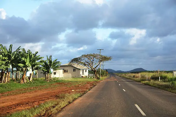 road in far north Queensland with banana plantations 