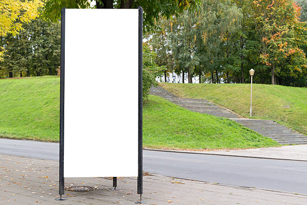 istock Mock up. Blank billboard outdoors, outdoor advertising, public information board 610790102