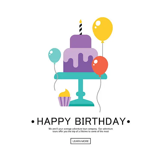 Vector illustration of Happy Birthday Greeting Card