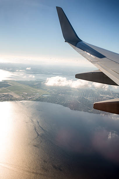 istock Sunset View from a Jet Window Over the Ocean 610837452