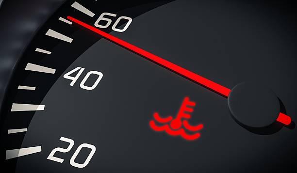 Engine overheating control. Coolant warning light in car dashboard. Engine overheating control. Coolant warning light in car dashboard. 3D rendered illustration. Close up view. overheated stock pictures, royalty-free photos & images