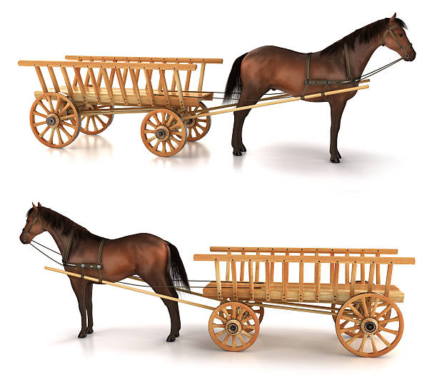 istock Horse and wagon. 3d illustration 610841288