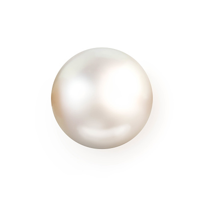 Una sola perla blanca aislada sobre fondo blanco photo