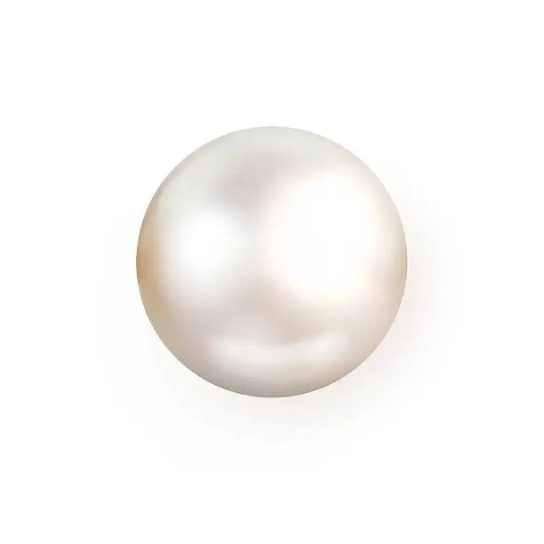 Photo of Single white pearl isolated on white background