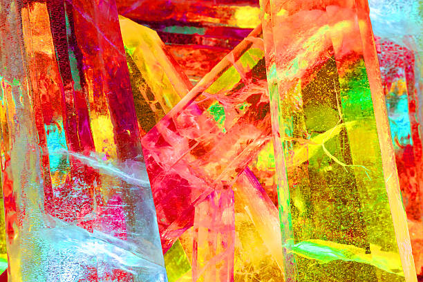 istock Giant colored ice crystals in red yellow and blue 610842926