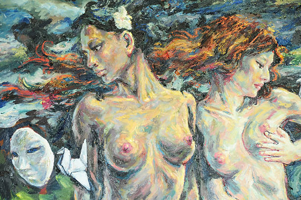 istock Original oil painting artwork on textured canvas 610846134