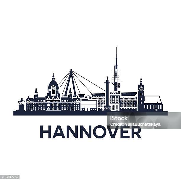 Hannover City Skyline Stock Vektor Art und mehr Bilder von Hannover - Hannover, Stadtsilhouette, Kontur