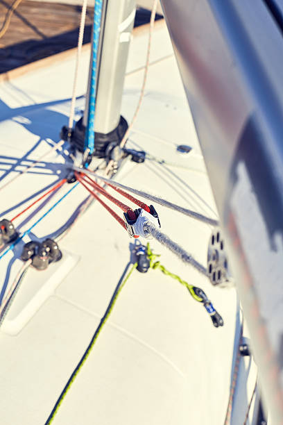 istock Boom vang is line or piston system on sailboat 610848248