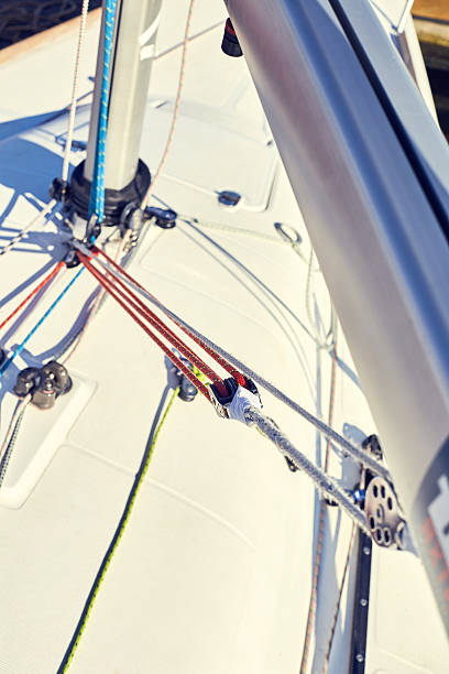 istock Boom vang is line or piston system on sailboat 610848282