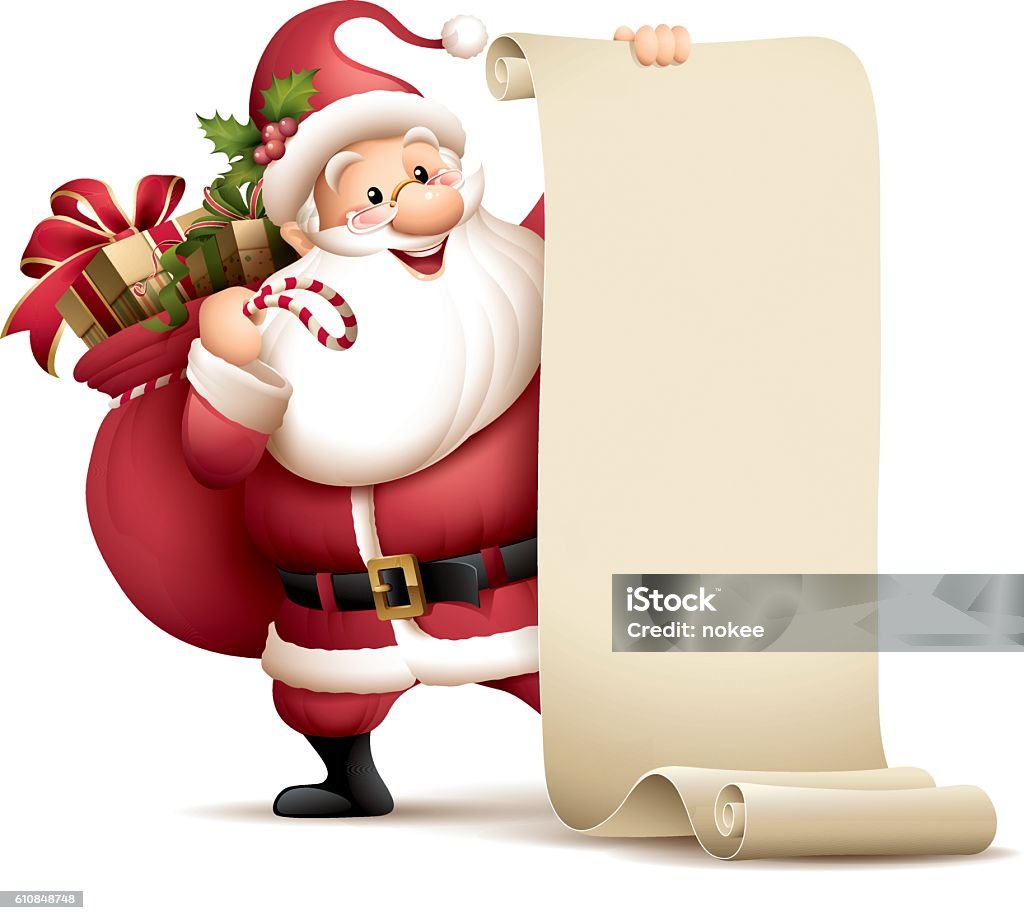 Santa Claus Holding Paper Scroll Stock Illustration - Download ...