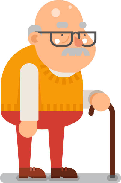 Grandfather Old Man Character Cartoon Flat Design Vector Illustration Stock  Illustration - Download Image Now - iStock