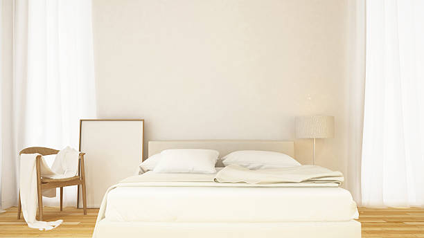 istock bedroom clean design and frame of artwork - 3d rendering 610849768