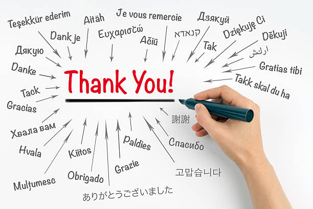 Hand with marker writing Thank You Hand with marker writing Thank You in different languages of the world word cloud photos stock pictures, royalty-free photos & images