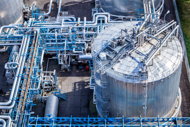 istock Steel pipelines in the Refinery 610851090