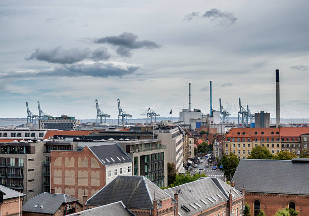 istock Aarhus skyline with harbor and cranes in Denmark 610852048