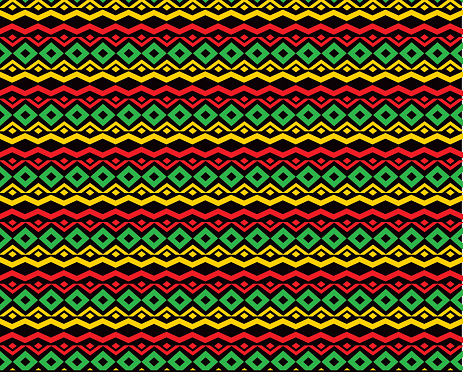 classic reggae color music background. Jamaica seamless pattern poster vector illustration