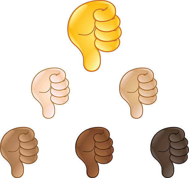 illustrazioni stock, clip art, cartoni animati e icone di tendenza di pollice in giù segno di mano emoji - thumbs up human thumb human hand conflict