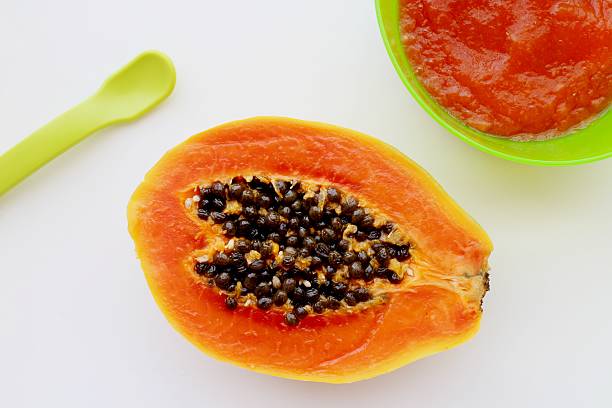 istock Baby food papaya puree 610854026