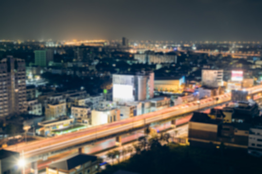 Blur scene bangkok city traffic light shining
