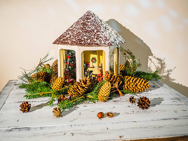 istock Snowy Christmas house decorations 610855272