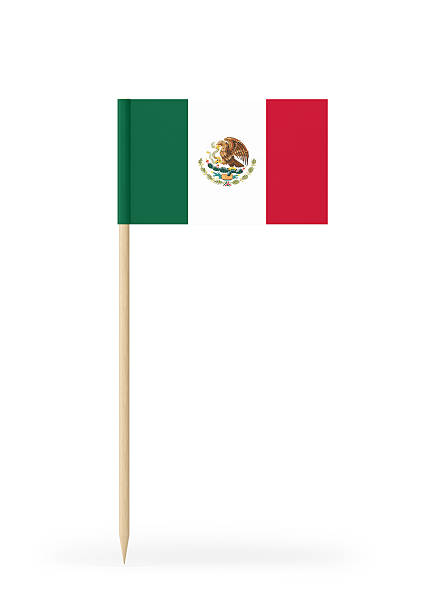 small flag of mexico on a toothpick - mexican flag mexico flag digitally generated image imagens e fotografias de stock