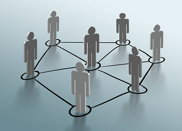 istock Social network structure, Global network mesh, Group of people talking in social network 610859778