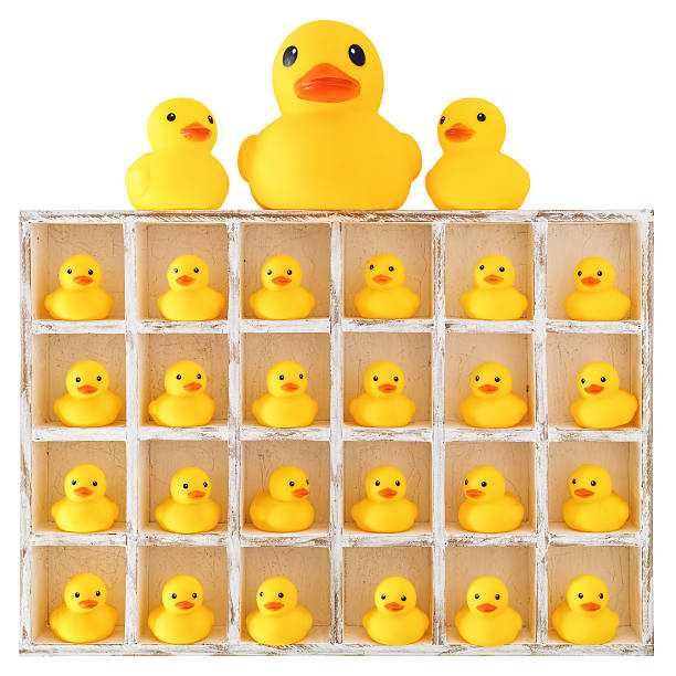 istock Management concept design idea, rubber ducks in pigeon holes. 610860100