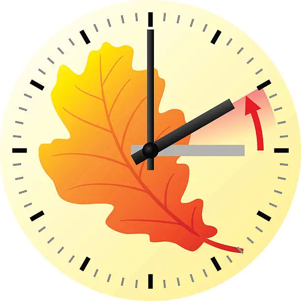 Vector illustration of time change to standard time