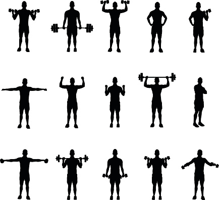 group of fitness silhouettes