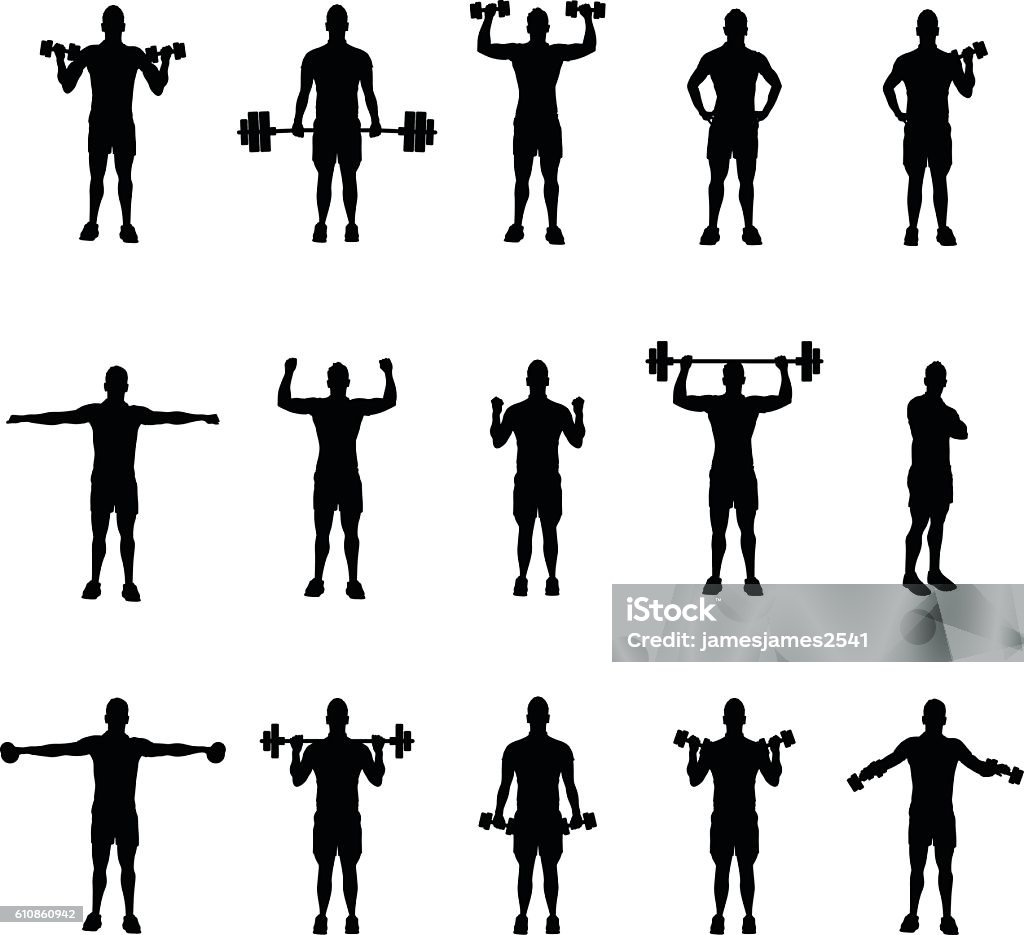 group of fitness silhouettes In Silhouette stock vector