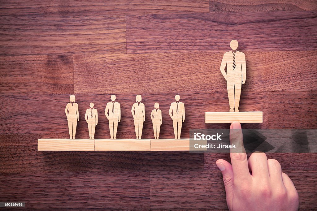 Successful leader Successful team leader (manager, CEO, market leader) and another business leading concepts. Standing out from the crowd. Skill Stock Photo