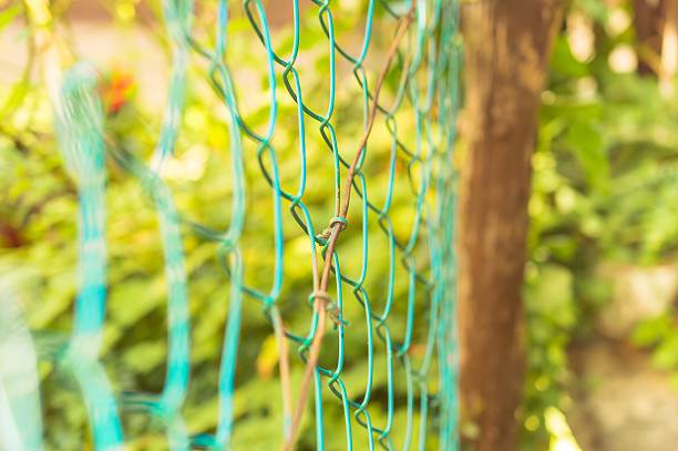 istock Grids wire green fence with bokeh 610861962