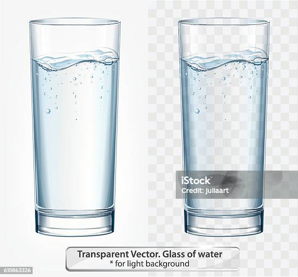 Transparent Vector Glass Of Water With Fizz On Light Background Stock Illustration - Download Image Now