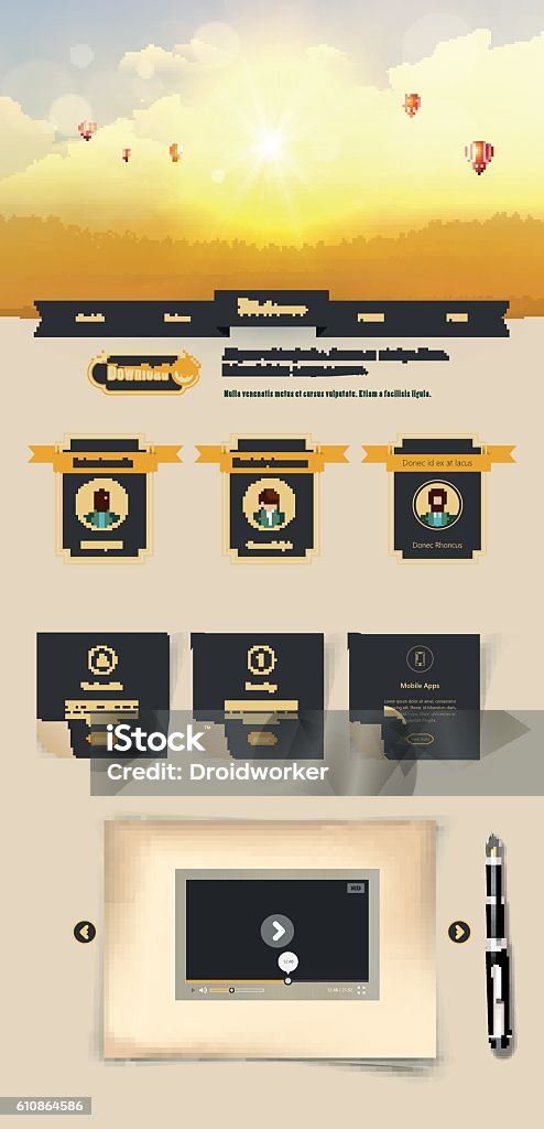 One page website design template. One page website design template. All in one set for website design that includes one page website templates and ux/ui kit for website design. Autumn stock vector