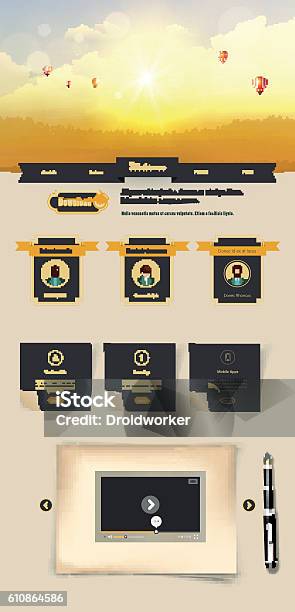 One Page Website Design Template Stock Illustration - Download Image Now - Autumn, Avatar, Banner - Sign