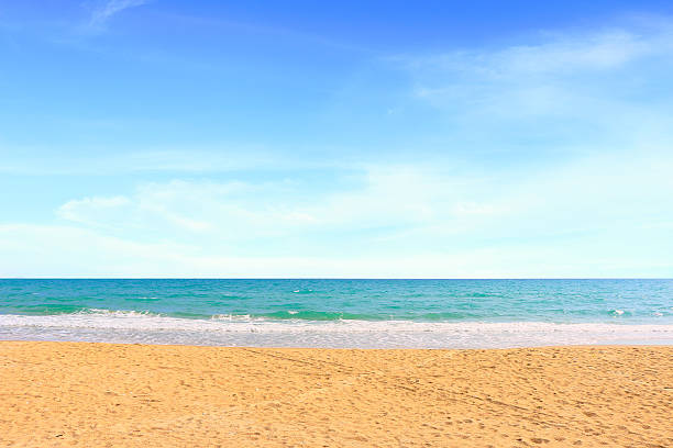 istock Beautiful beach on the sea and blue sky 610865804