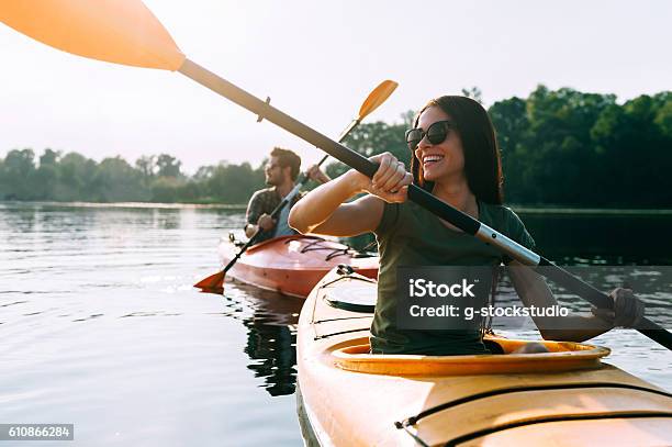 Nice Day For Kayaking Stock Photo - Download Image Now - Summer, Fun, Outdoors