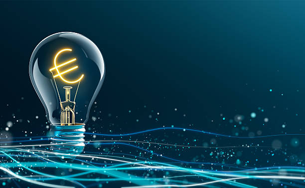 istock Glowing Euro Sign in Light Bulb 610866560