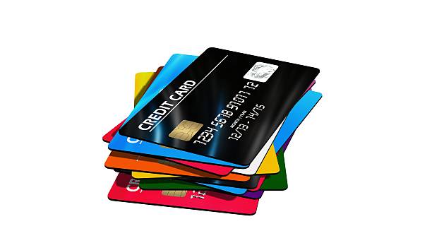 istock stack of Credit Cards  isolated on white background 610867746