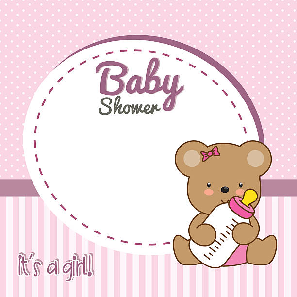 illustrazioni stock, clip art, cartoni animati e icone di tendenza di bambino ragazza doccia  - baby congratulating toy birthday