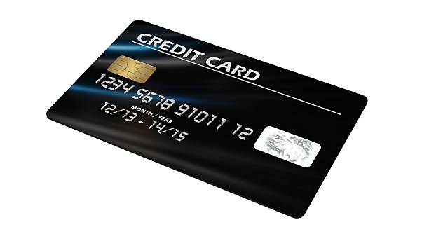 istock black Credit card  isolated on white 610868542