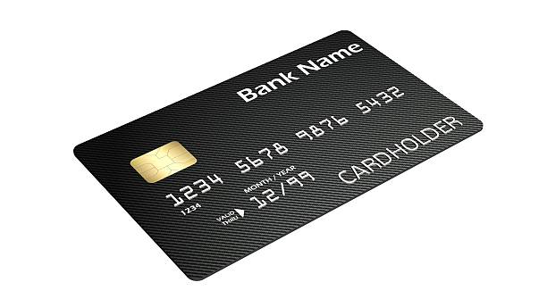 istock black Credit card  isolated on white 610868790