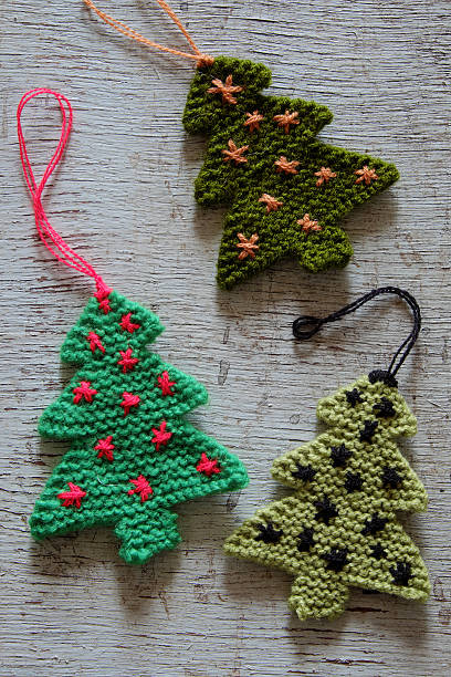 istock Knitted xmas tree, Christmas trees 610868900