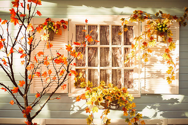 istock Evening patio in the autumn season. 610869808