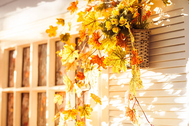 istock Basket with autumn leaves 610872782
