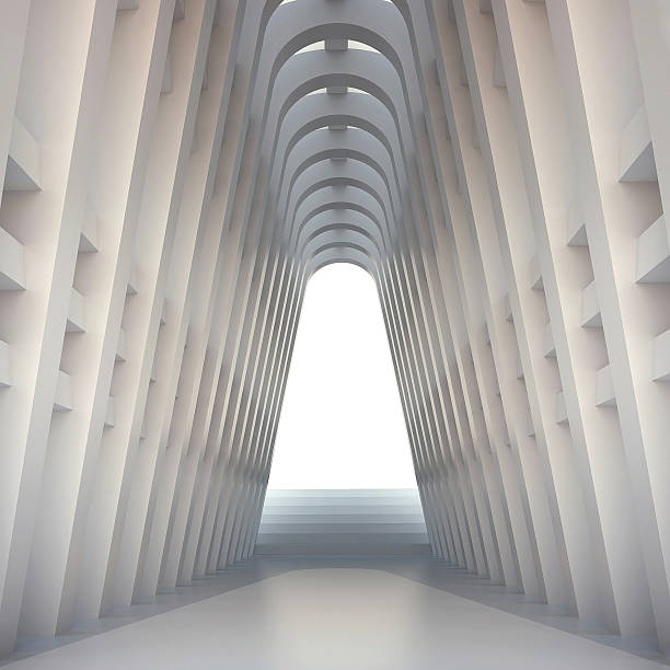 istock Extruded shapes in perspective and skylight. 610875186
