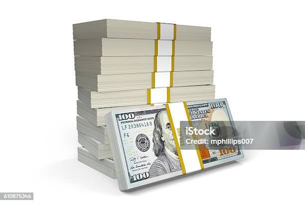 Stack Of Money 100000 Dollars Stock Photo - Download Image Now - Stack, US Paper Currency, Currency