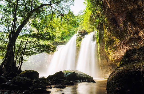 istock Waterfall cave, Haewsuwat waterfall at Khao Yai National Park 610875852