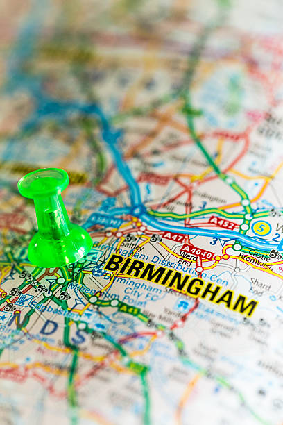 istock Close up macro image of map of Birmingham, UK 610876984