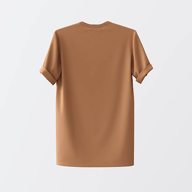 istock Blank Brown Textile Tshirt Isolated Center White Empty Background.Mockup 610877334